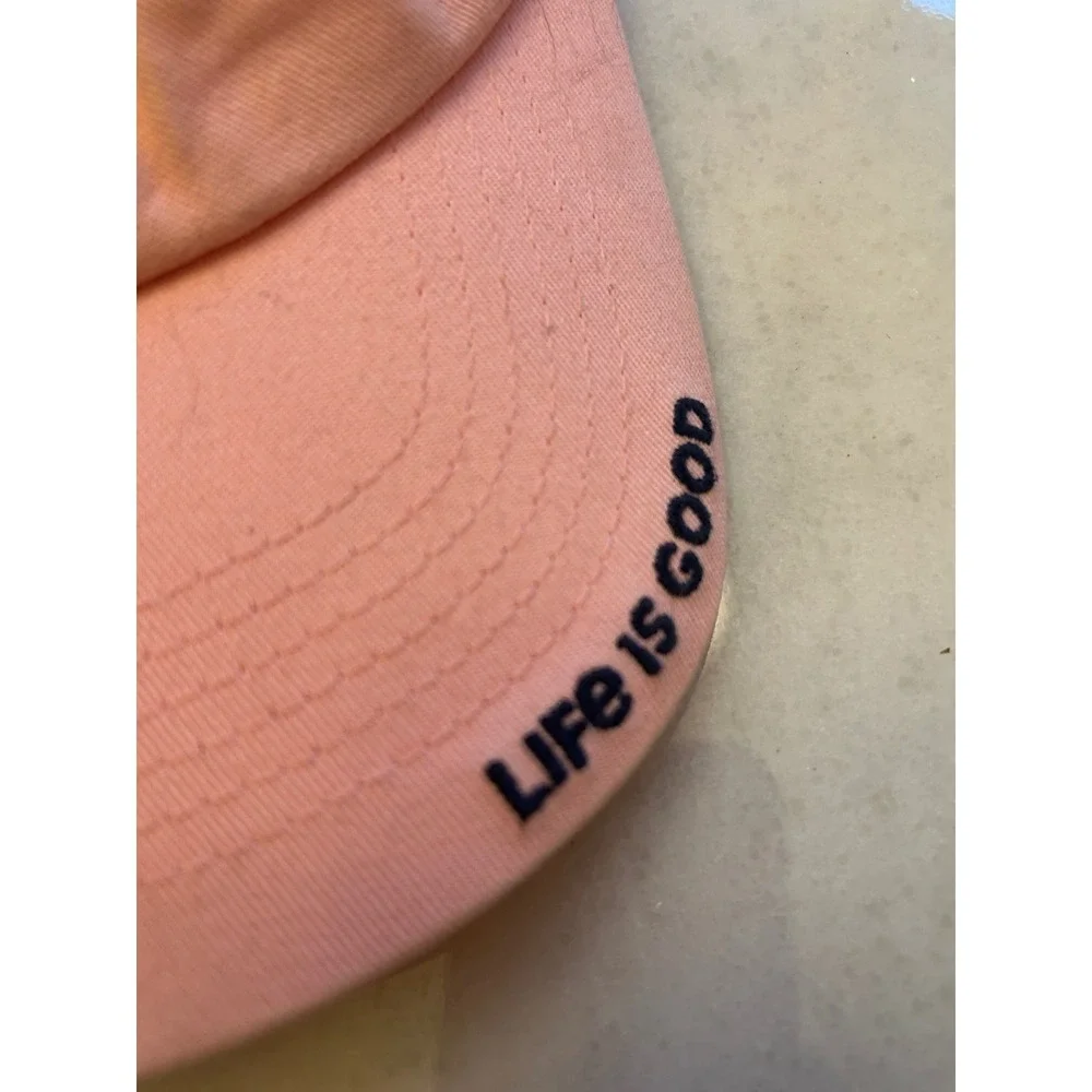 Life is Good Hat Kids Pink Cupcake Embroidered Pretty Sweet Hook Loop Strap